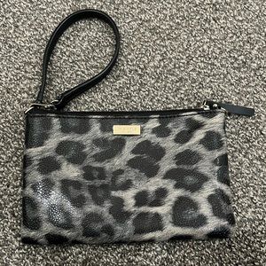 Kate spade leather leopard print wristlet